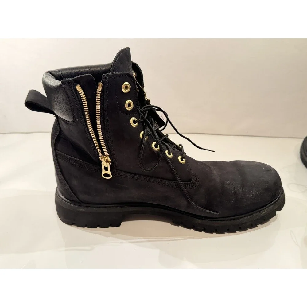 Timberland X Men's Black Culture Kings Side Zip Lace Up Boots Size US 13W